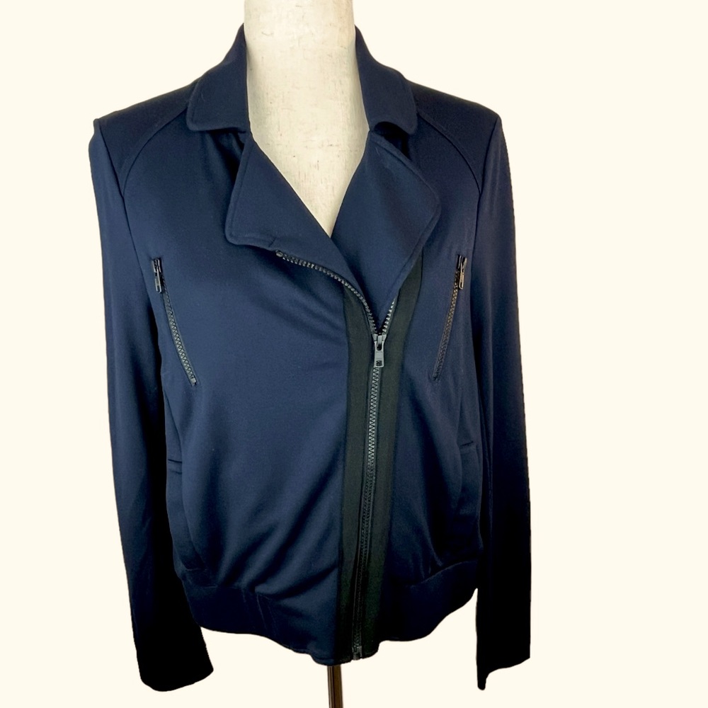 Cabi Chance Moto Jacket Mixed Media Dark Navy Blue #5476 Sz S - Picture 6 of 13
